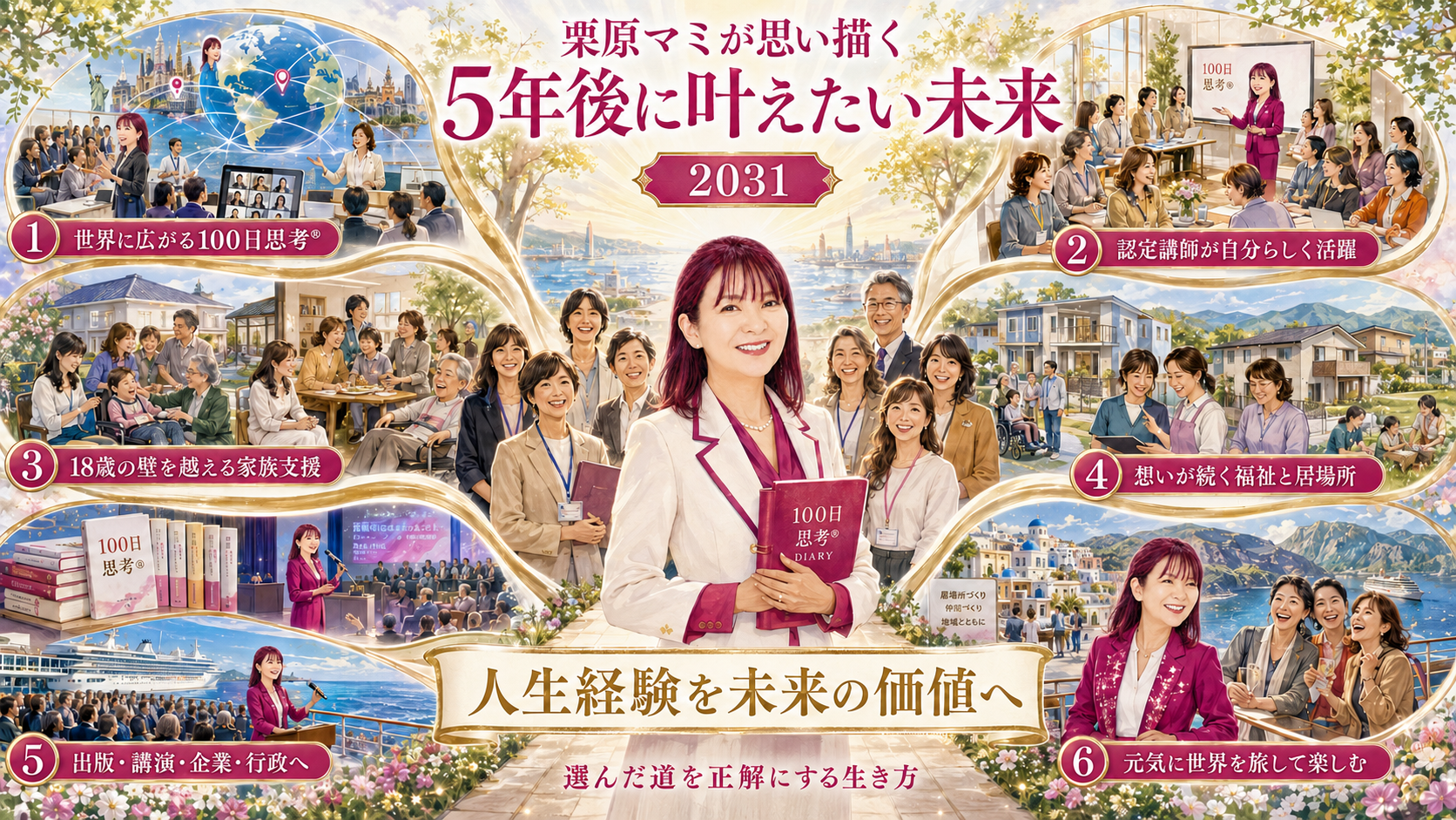 栗原マミが思い描く5年後に叶えたい未来の完成イラスト例